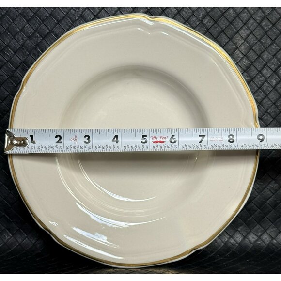 Sterling Vitrified China 9 Inch Wide Rim Bowls Gold Trim Set of 4 Stew Pasta - Picture 3 of 9